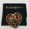 YVES SAINT LAURENT heart pin in giled metal and corlored small resin