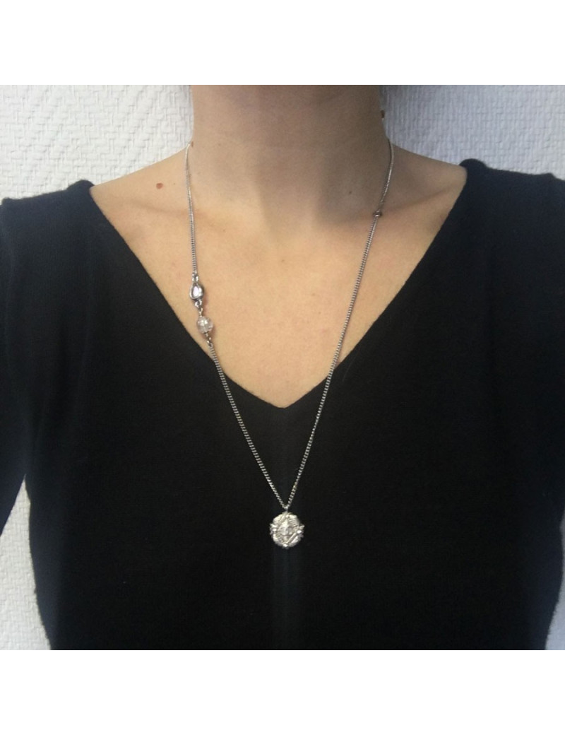 Collier CHANEL métal argenté