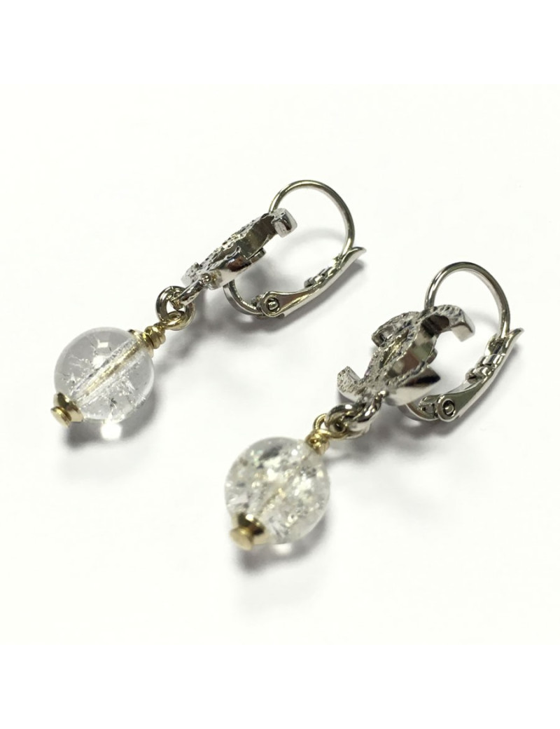 Nails earrings pendants CHANEL CC and transparent Pearl
