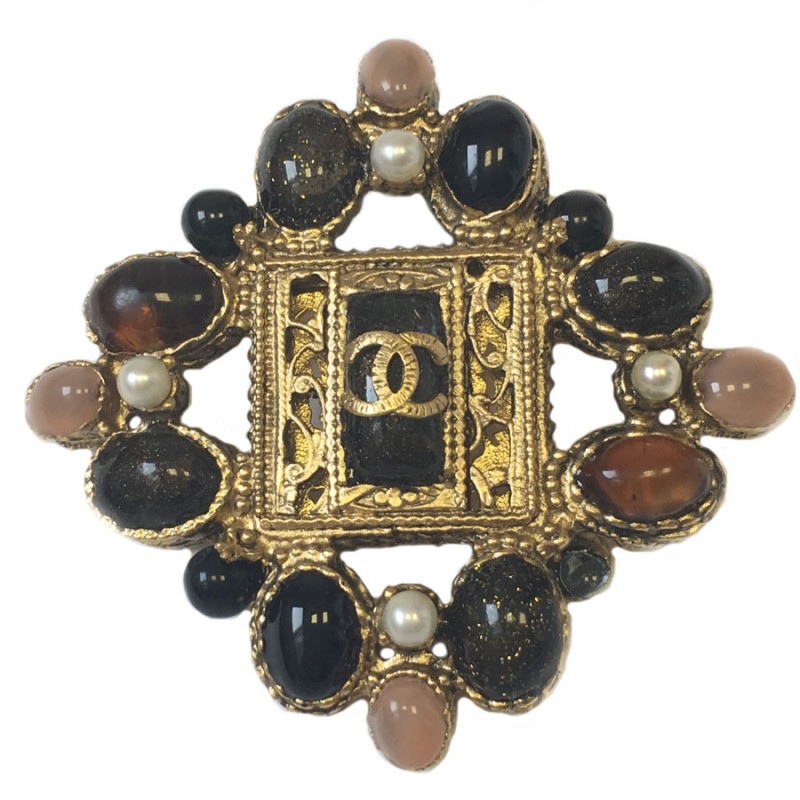 Watermark and glass CHANEL brooch - VALOIS VINTAGE PARIS