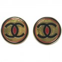 CHANEL Double C blue and red vintage clips