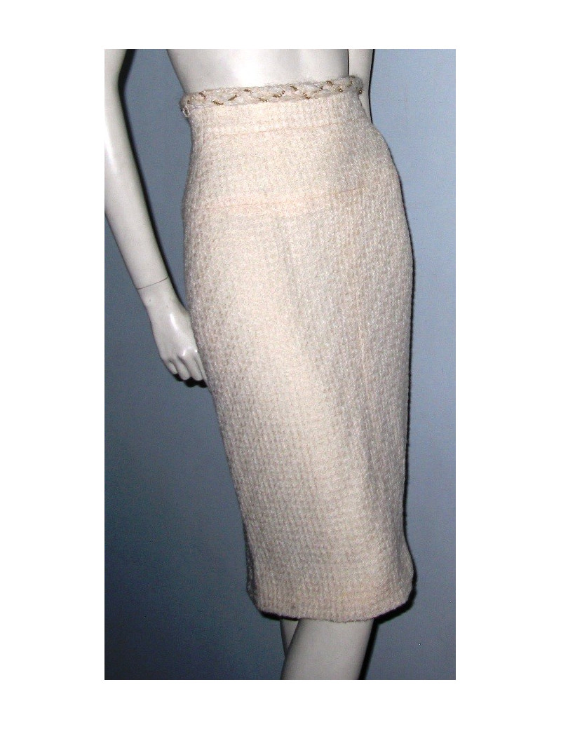 Skirt ecru tweed CHANEL t 36
