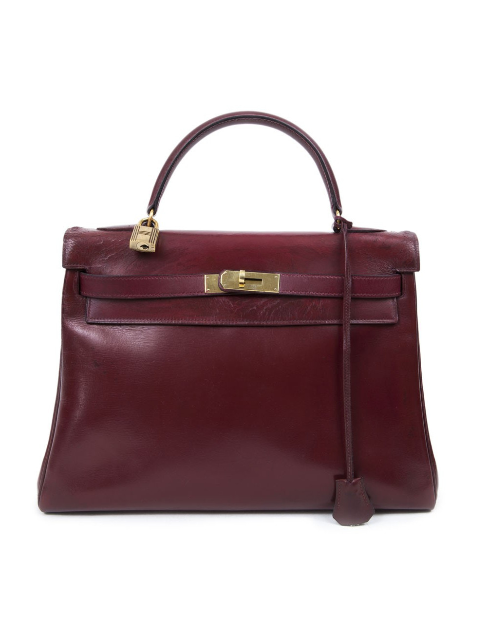 Kelly 32 HERMES cuir box rouge H Vintage