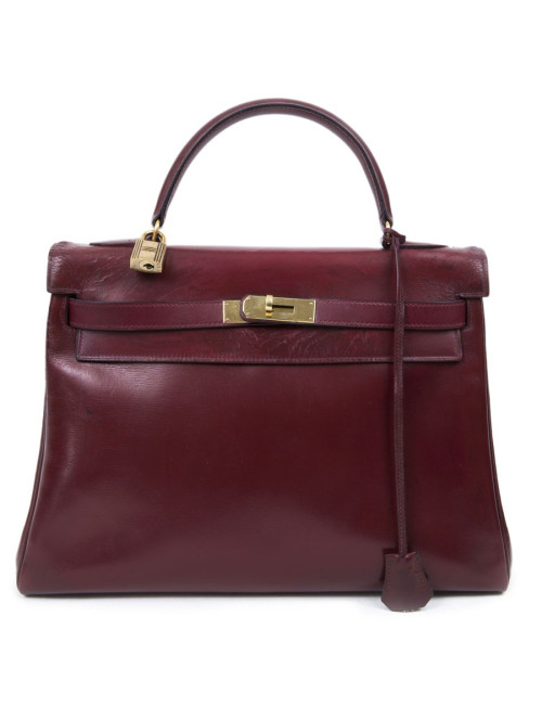 Kelly 32 HERMES cuir box rouge H Vintage