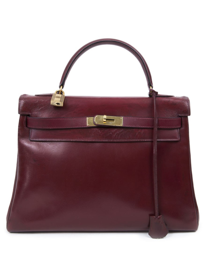 Kelly 32 HERMES cuir box rouge H Vintage