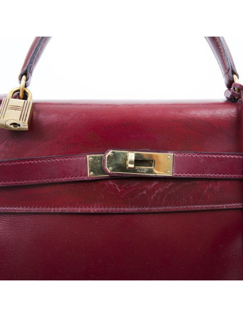 32 leather red box: Vintage HERMES Kelly