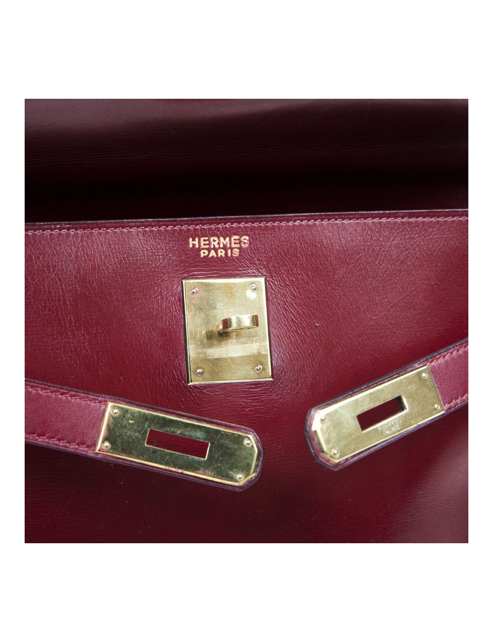 Kelly 32 HERMES cuir box rouge H Vintage