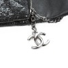 CHANEL quilted shiny black leather pouch