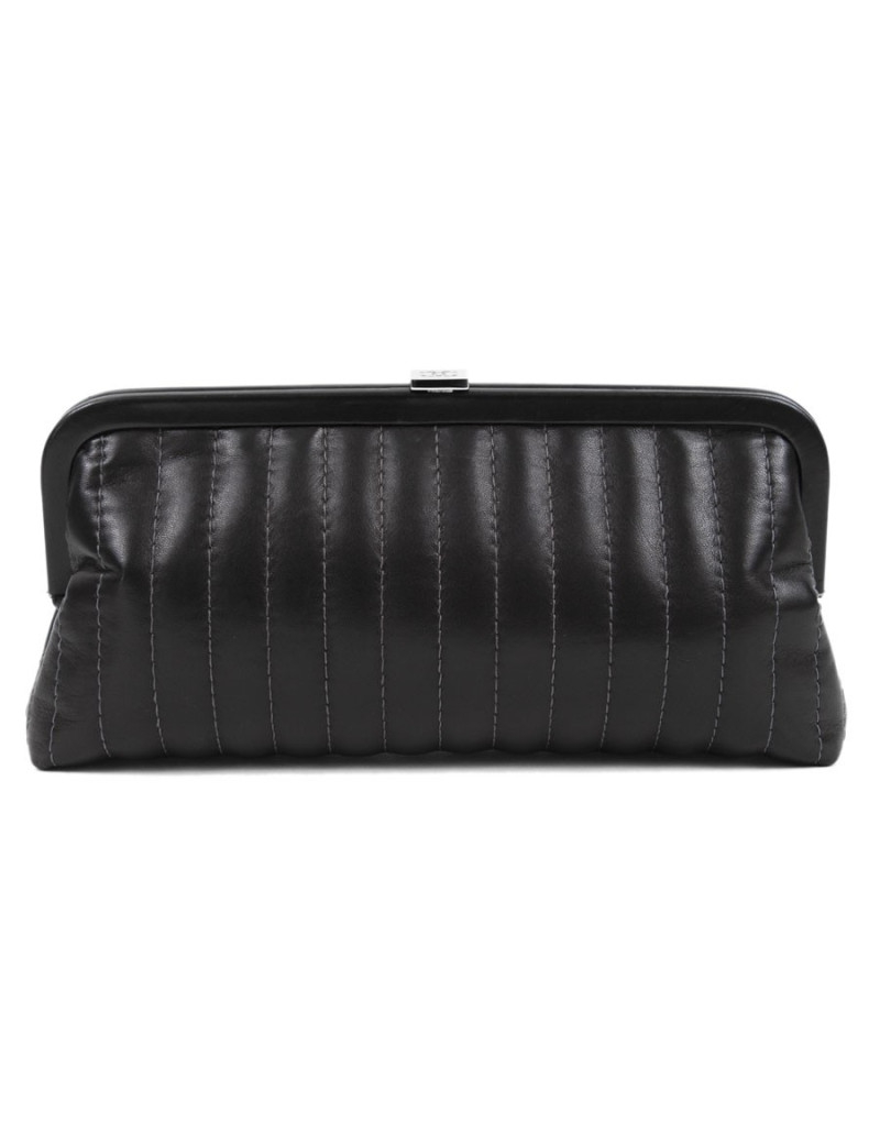 Pochette CHANEL cuir d'agneau lisse noir