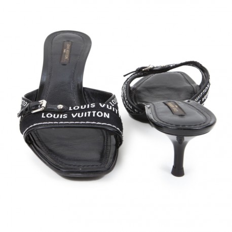 LOUIS VUITTON Size 7 Black Suede Gold Monogram Charm T Strap Pumps