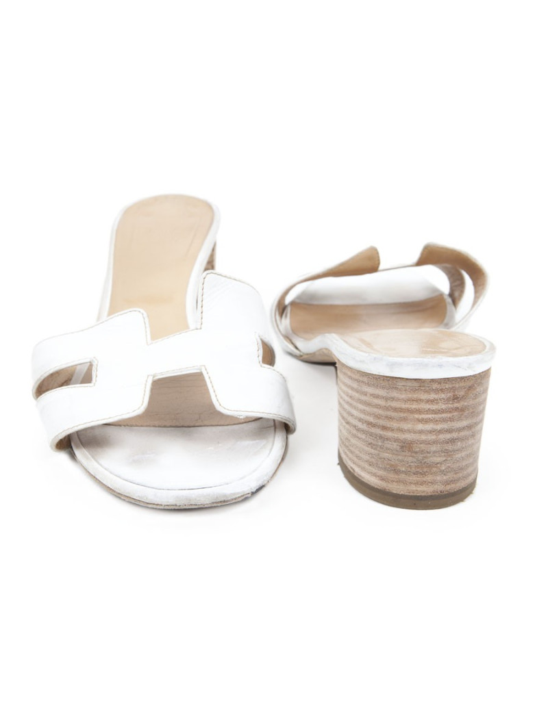 Mules "Oran"  HERMES T39,5 cuir blanc