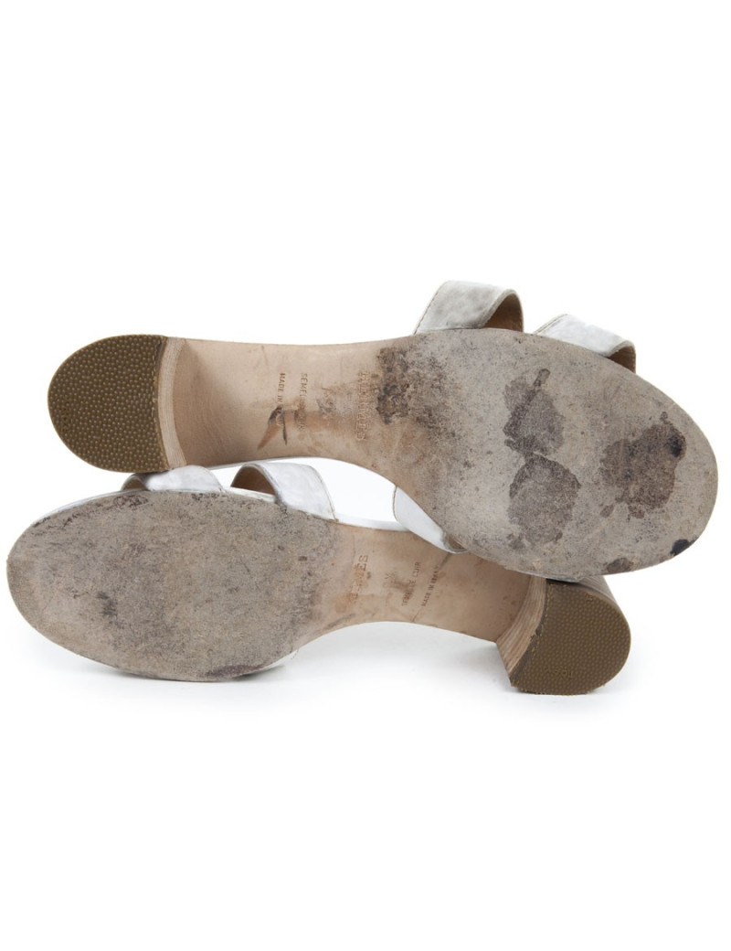 Mules "Oran"  HERMES T39,5 cuir blanc