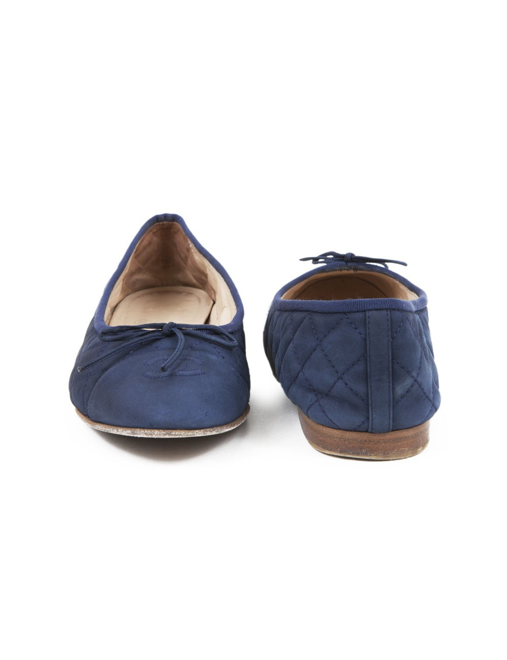 Ballerines CHANEL T39 cuir matelassé  bleu