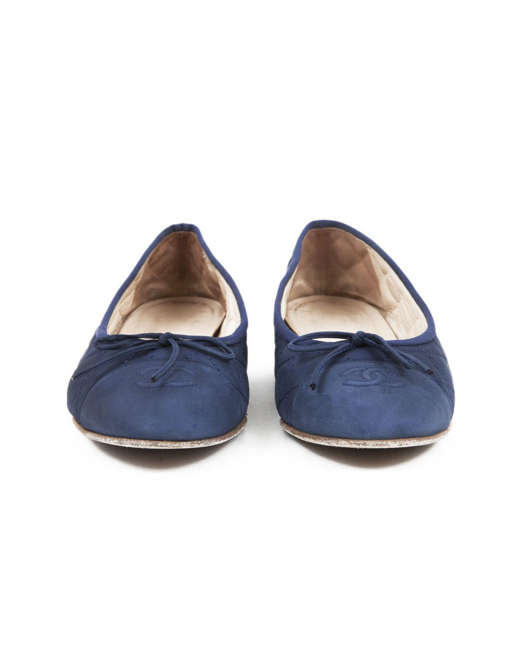 Ballerines CHANEL T39 cuir matelassé  bleu