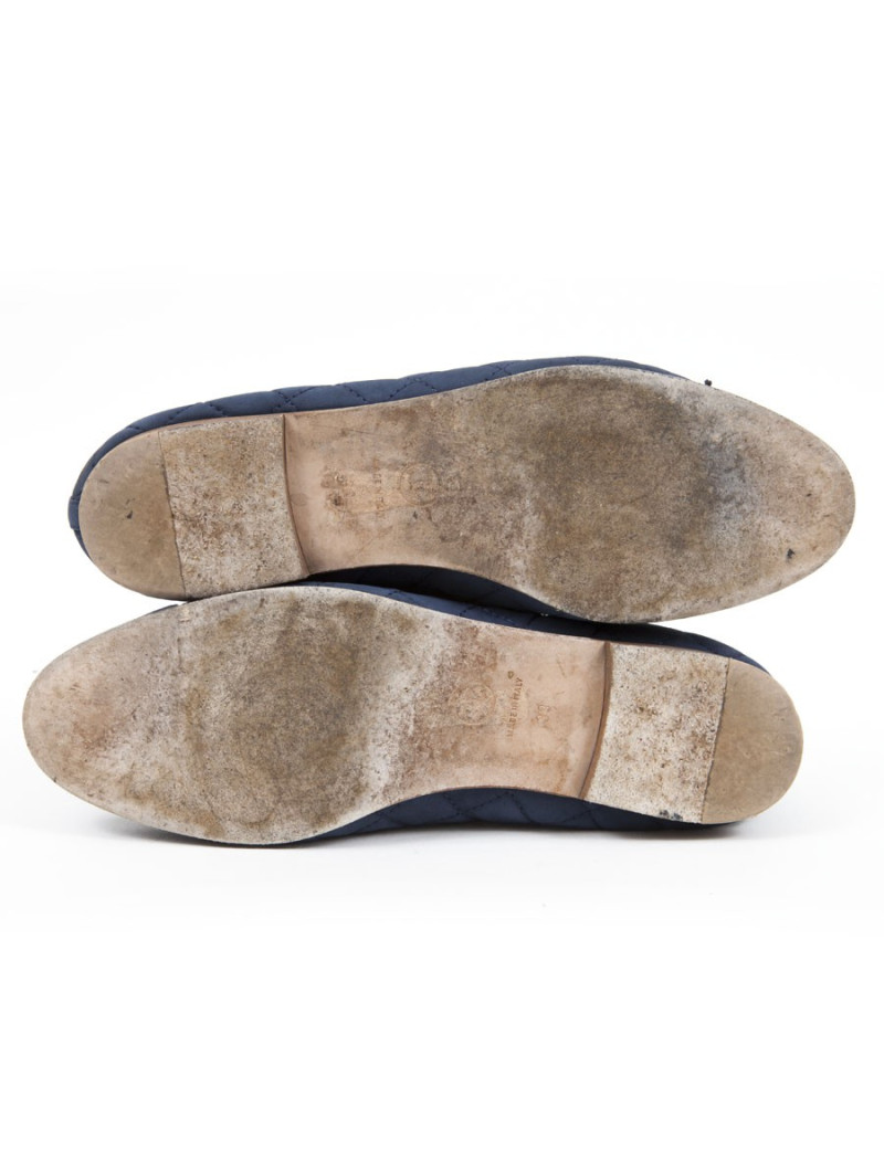 Ballerines CHANEL T39 cuir matelassé  bleu