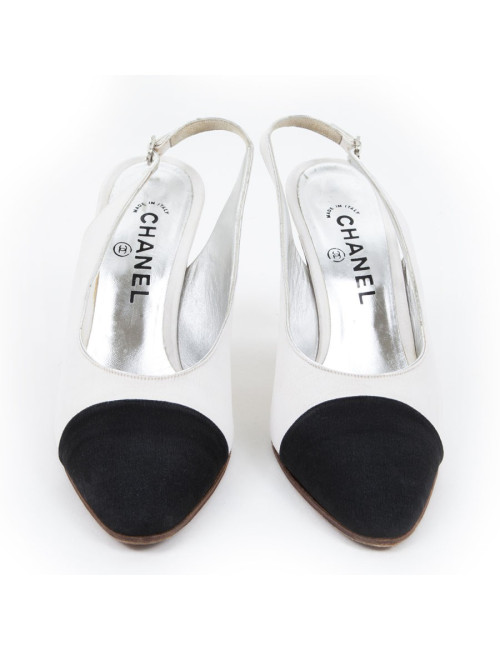 Sandals Couture CHANEL T9 two-tone satin silk