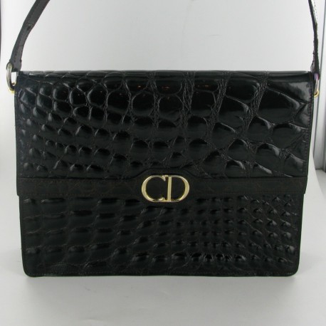 Vintage CHRISTIAN DIOR way Croc leather bag - VALOIS VINTAGE PARIS