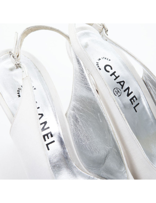 Sandales Couture CHANEL T9 bicolore satin de soie