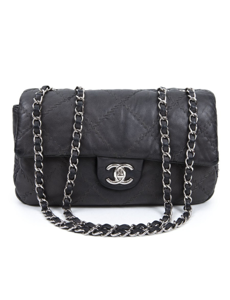 Sac CHANEL cuir gris