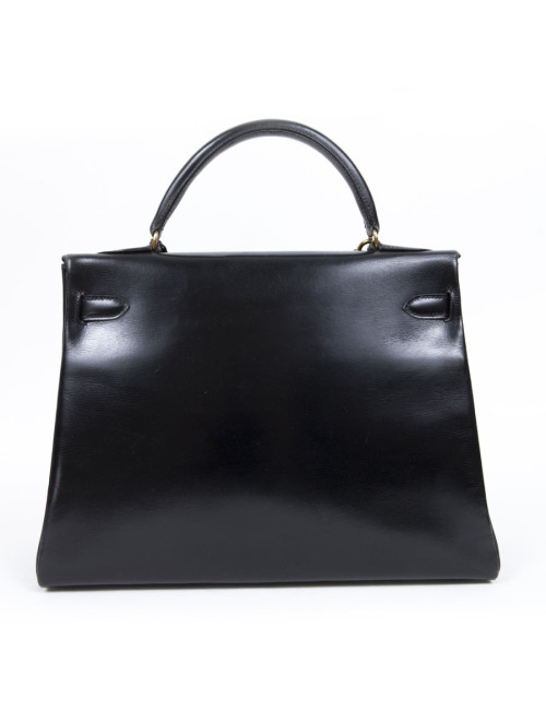 Sac Kelly 32 HERMES box noir Vintage