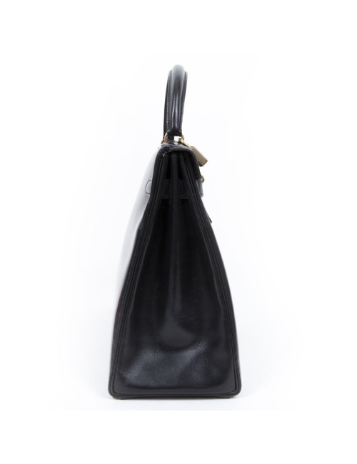 Sac Kelly 32 HERMES box noir Vintage