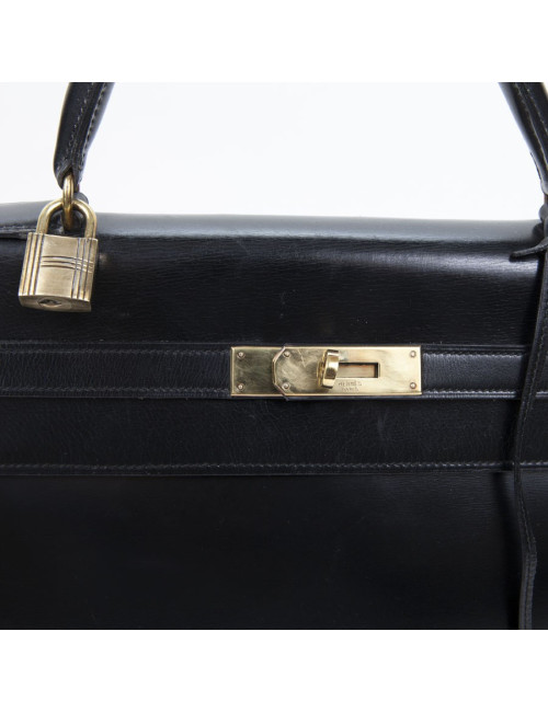 Sac Kelly 32 HERMES box noir Vintage