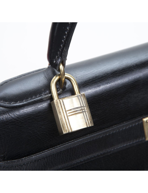 Sac Kelly 32 HERMES box noir Vintage