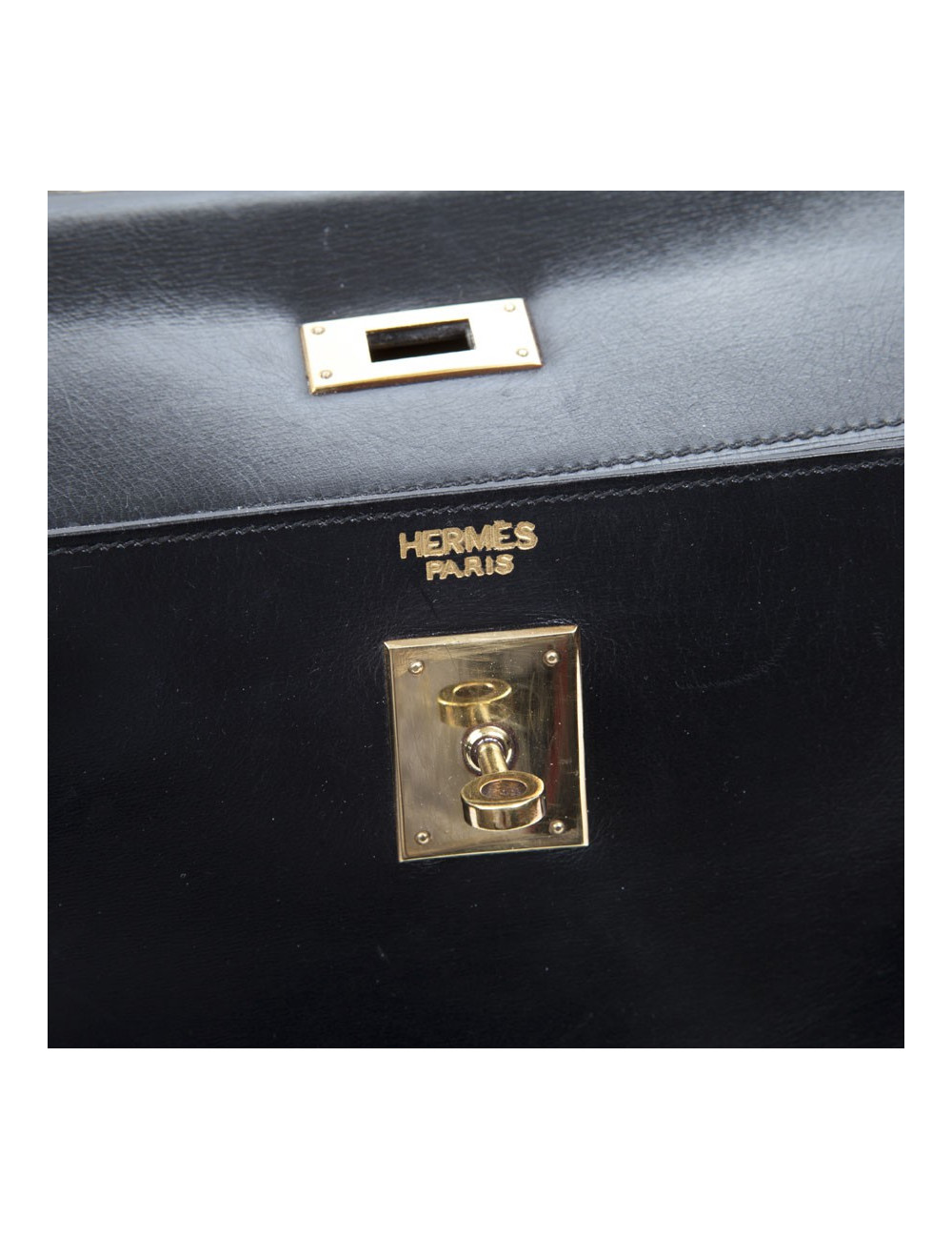 Sac Kelly 32 HERMES box noir Vintage