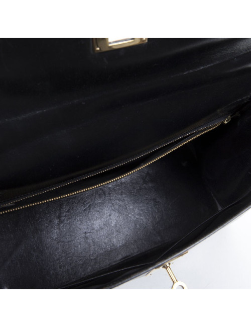 Sac Kelly 32 HERMES box noir Vintage