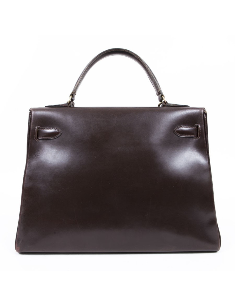 Sac Kelly 32 HERMES cuir box marron Vintage
