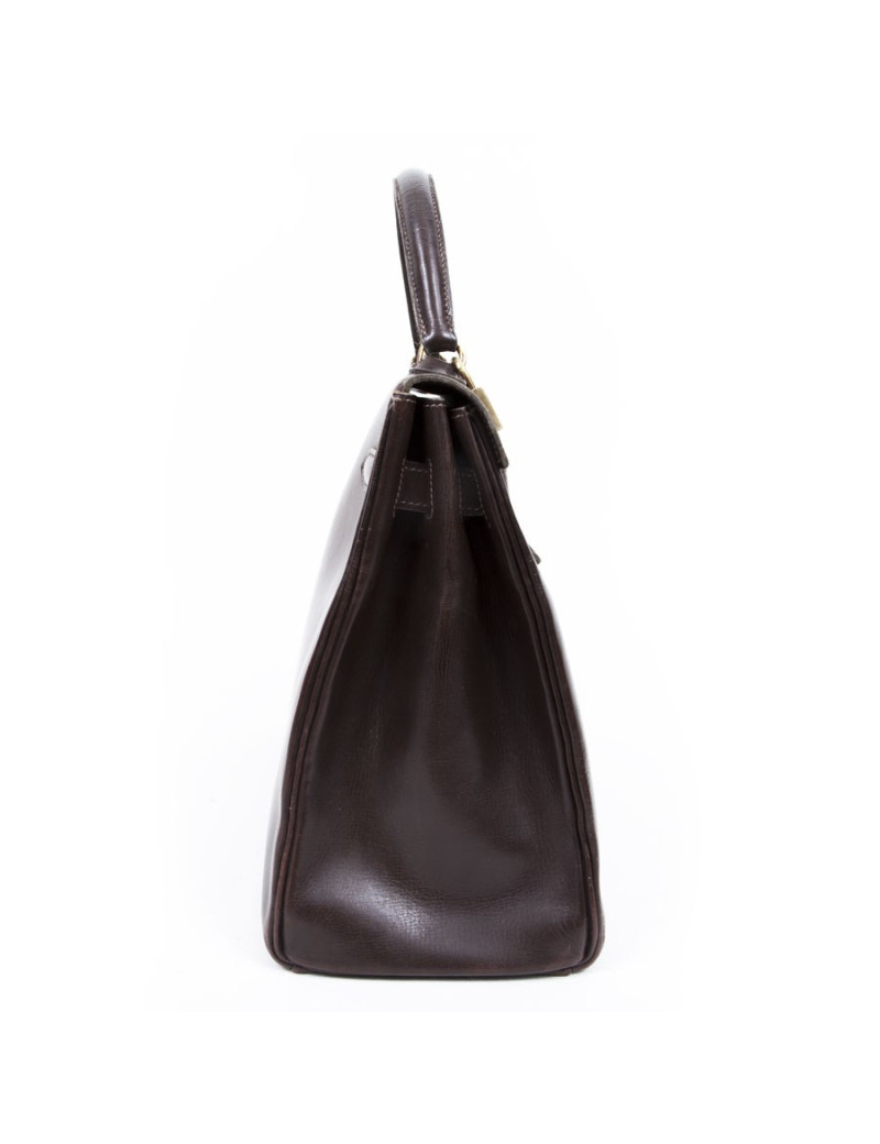 Sac Kelly 32 HERMES cuir box marron Vintage