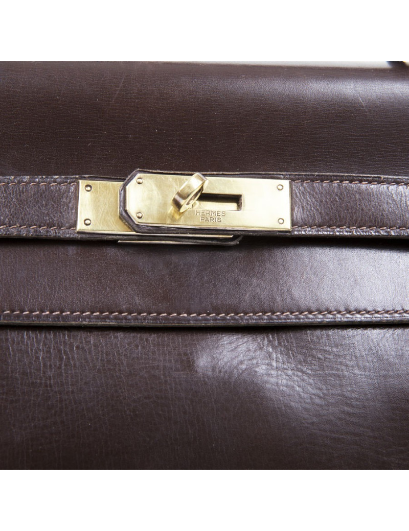 32 leather brown box Vintage HERMES Kelly bag