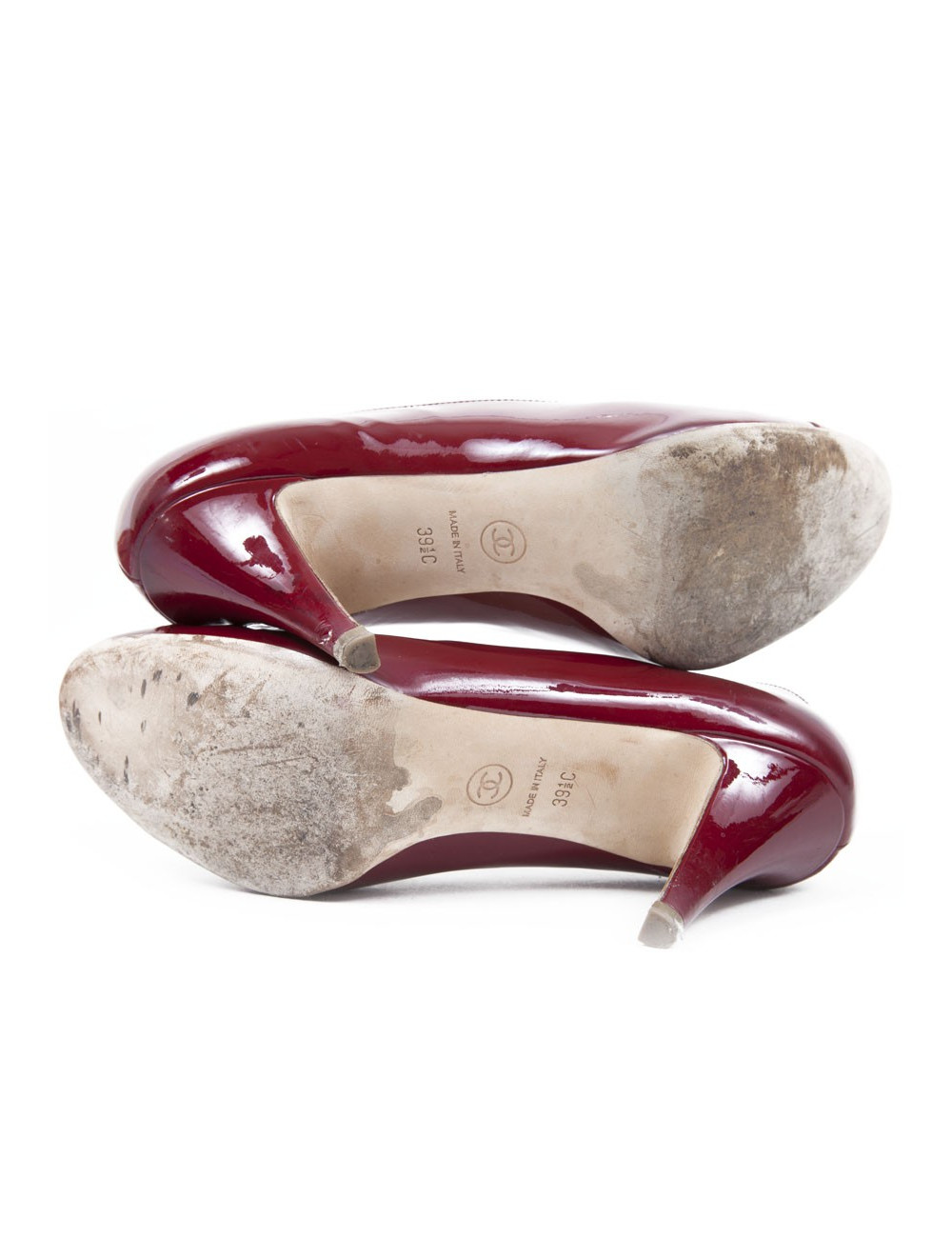 Escarpins CHANEL t 39.5 C cuir verni bordeaux