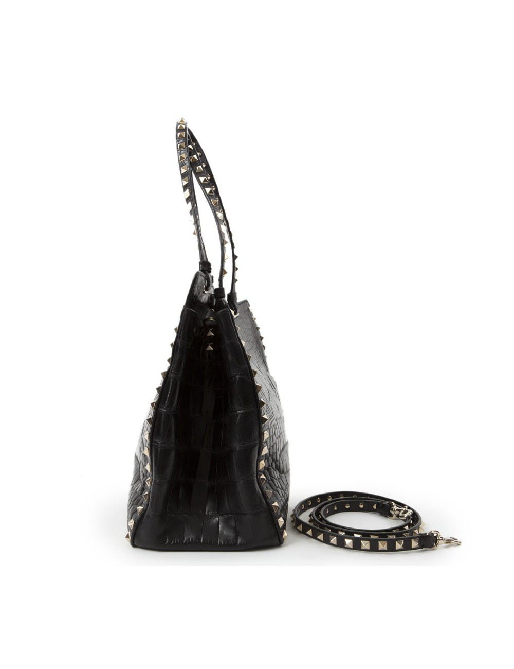 VALENTINO GARAVANI trapeze channeling black crocodile bag