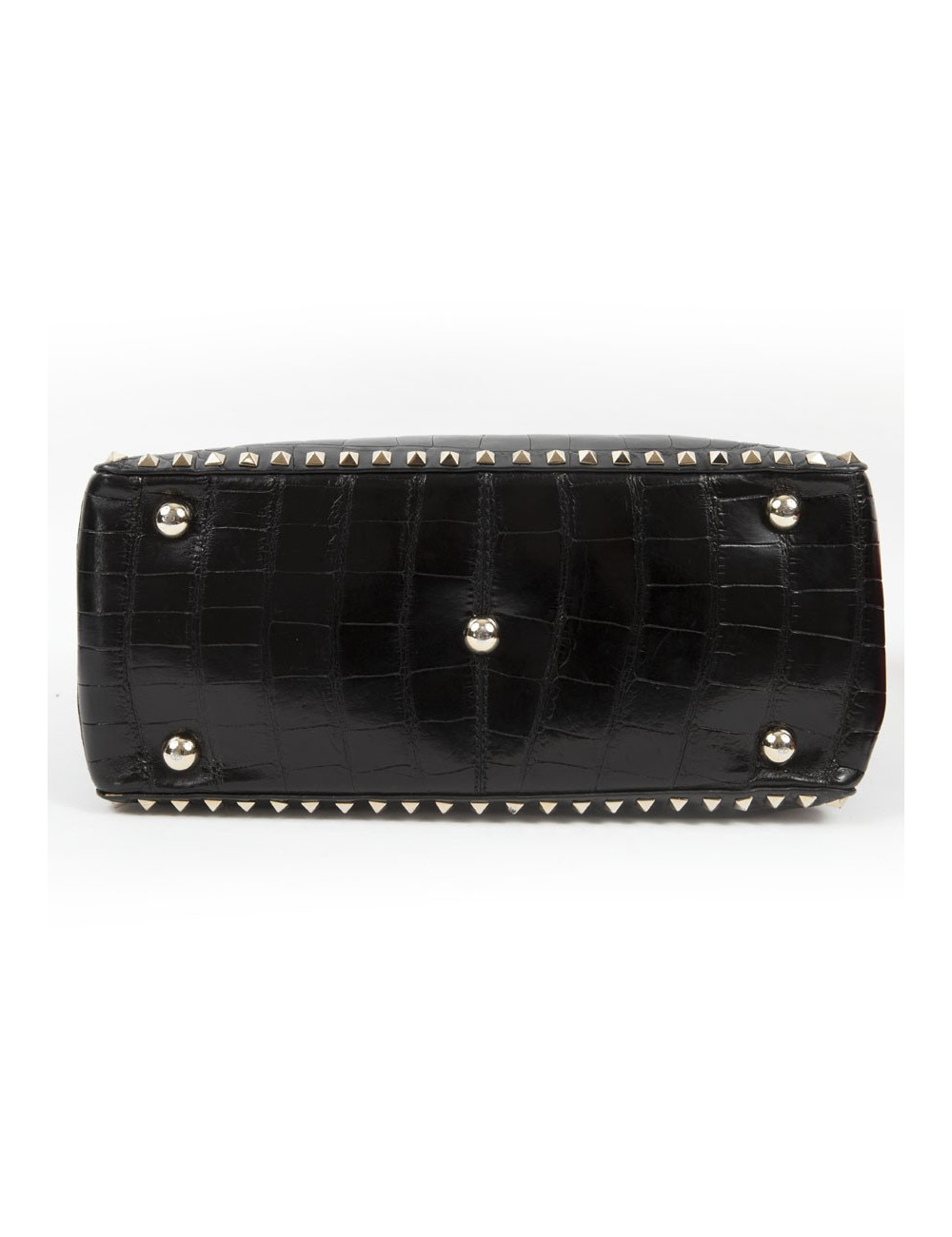 VALENTINO GARAVANI trapeze channeling black crocodile bag