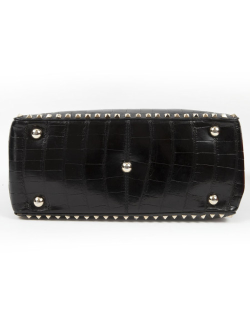 VALENTINO GARAVANI trapeze channeling black crocodile bag