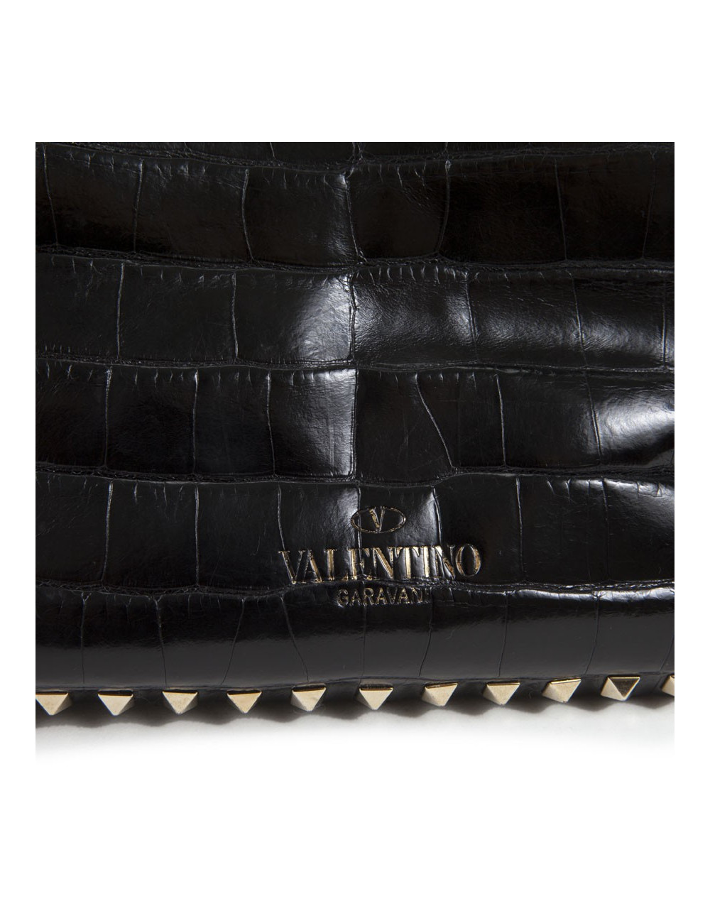 VALENTINO GARAVANI trapeze channeling black crocodile bag