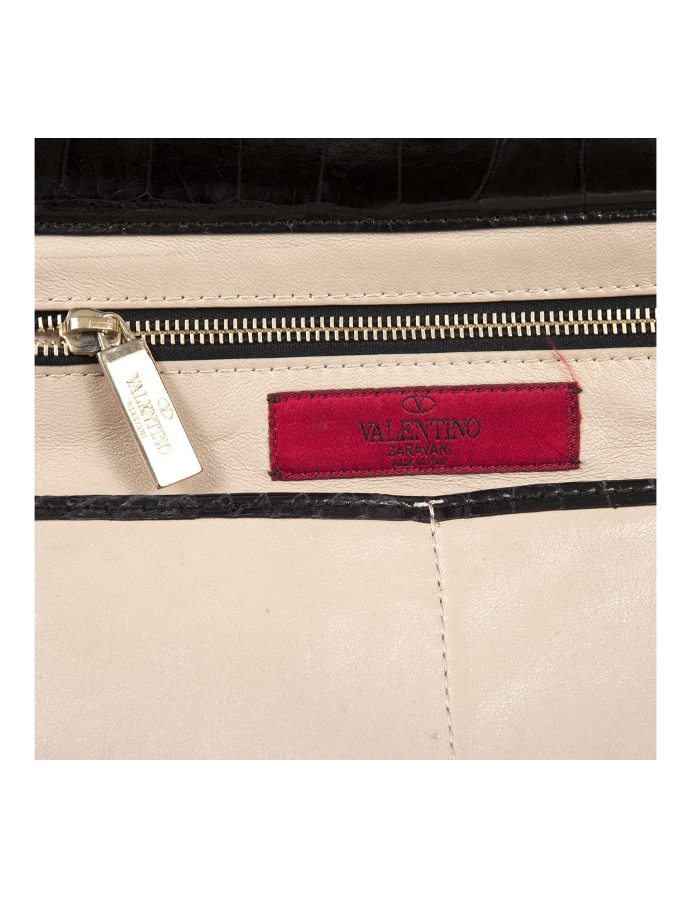 VALENTINO GARAVANI trapeze channeling black crocodile bag