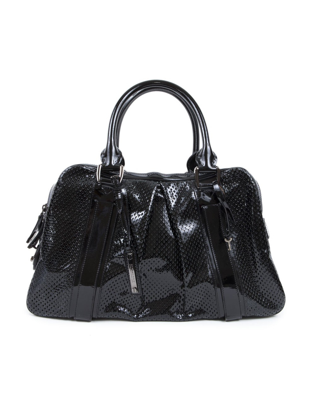 Sac BURBERRY cuir perforé verni noir