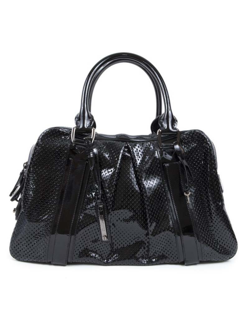 Sac BURBERRY cuir perforé verni noir