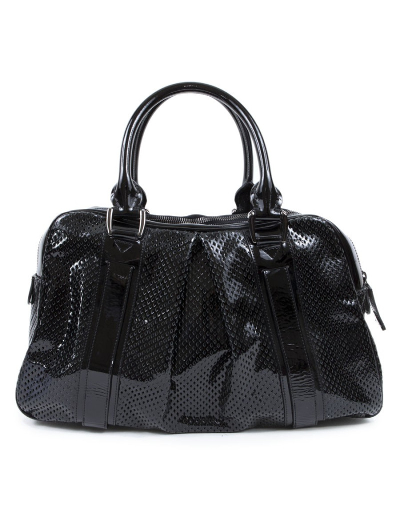 BURBERRY black painted perforated leather bag