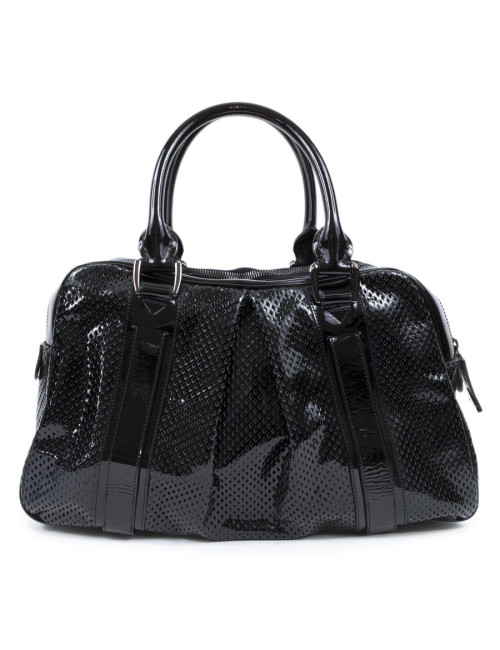 Sac BURBERRY cuir perforé verni noir