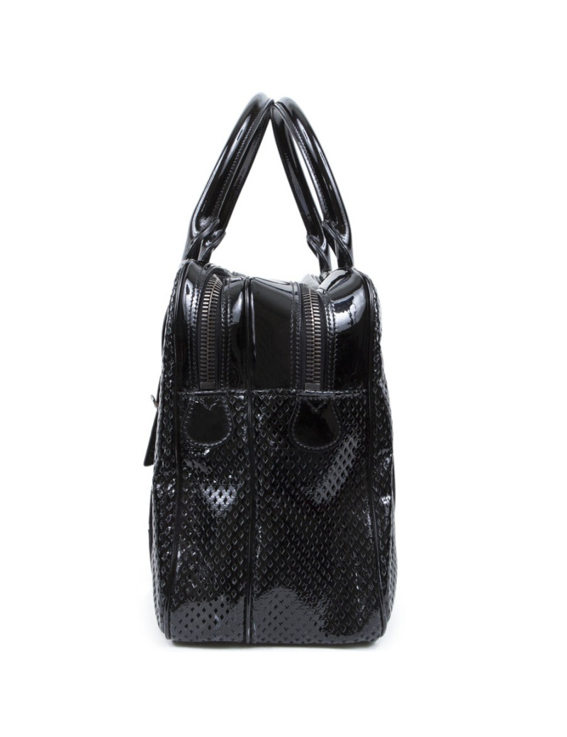 Sac BURBERRY cuir perforé verni noir