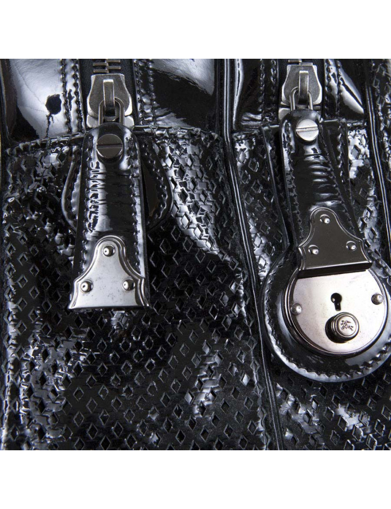 BURBERRY black painted perforated leather bag
