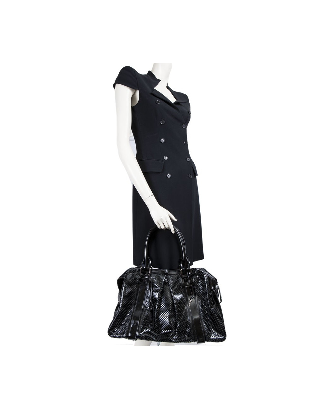 BURBERRY black painted perforated leather bag