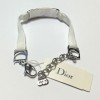 DIOR silver metal and white velvet Ribbon Bracelet