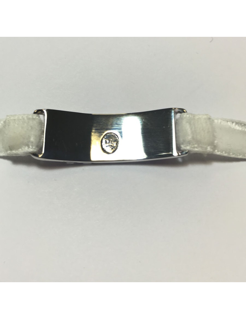 DIOR silver metal and white velvet Ribbon Bracelet