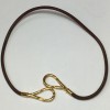 HERMES Leather Brown and gold plated necklace
