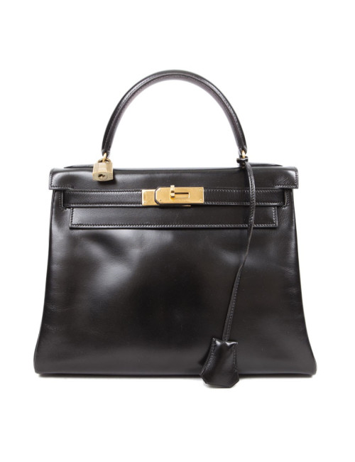Sac Kelly 28 HERMES en box noir 