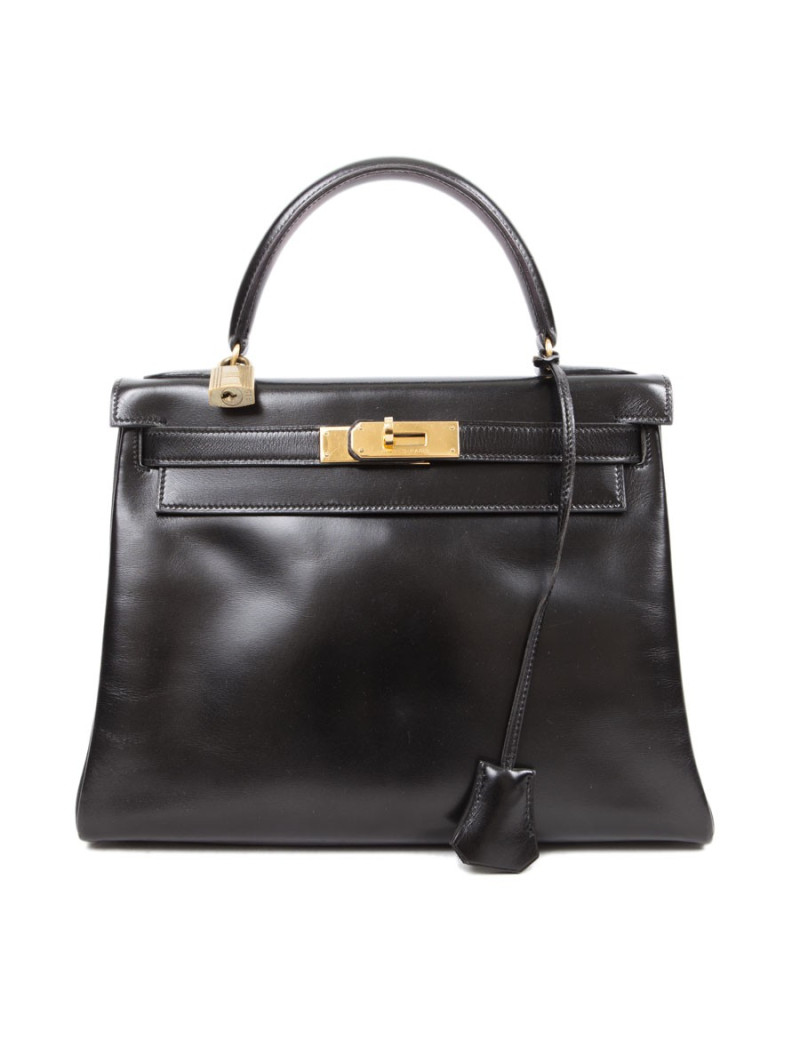 Sac Kelly 28 HERMES en box noir 